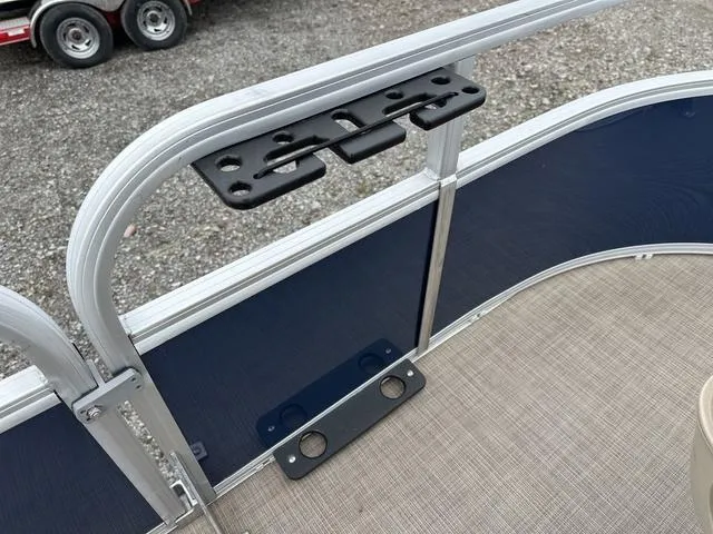 Slide: The Image of 2023 Sun Tracker Bass Buggy® 16 XL Select boat railing and deck detail. - 11