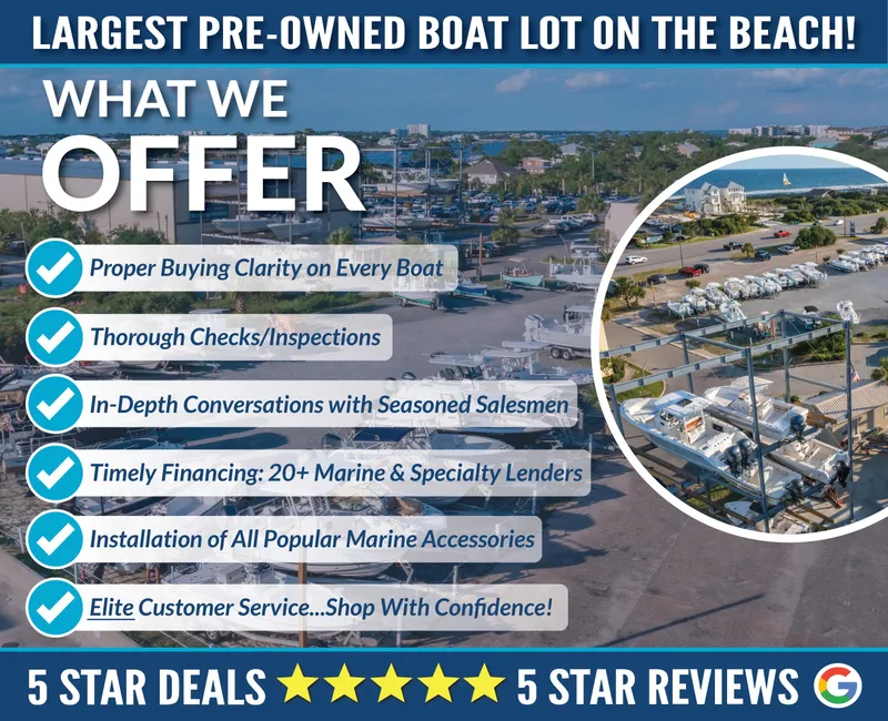Slide: The Image of Pre-owned boat lot offering thorough inspections, financing, and elite customer service for Aquasport 250 Explorer 2004. - 4