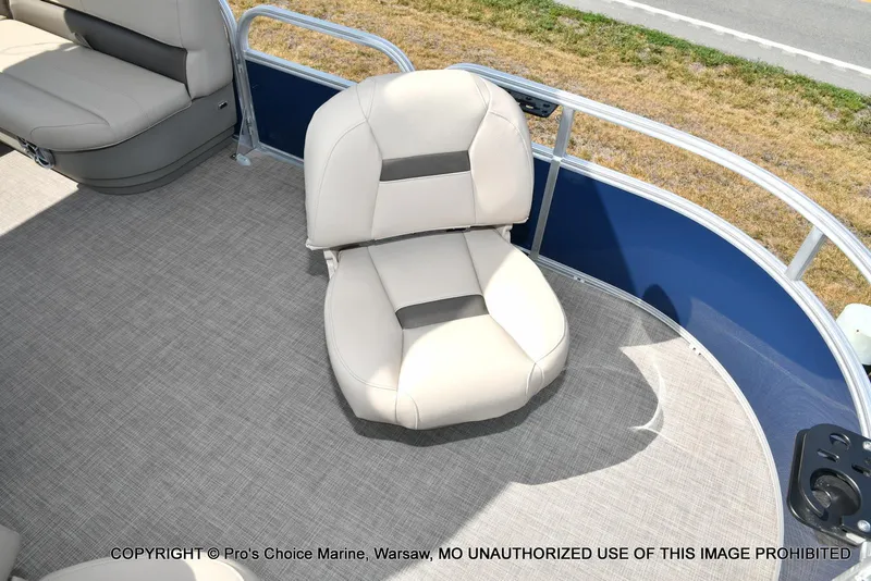 Slide: The Image of 2025 Sun Tracker Bass Buggy 16 XL Select pontoon boat interior with comfortable seating. - 17
