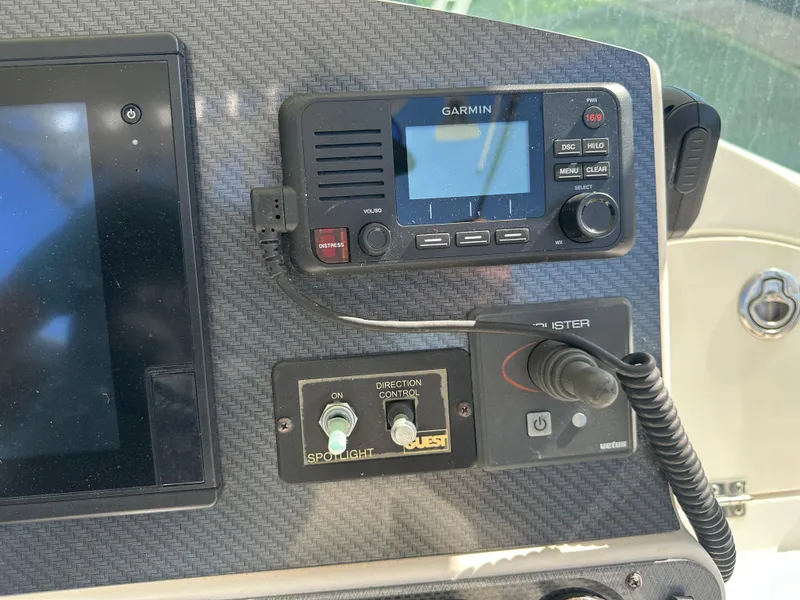 Slide: The Image of Control panel of a 2007 Hydra-Sports Vector 3300 VX with Garmin marine electronics. - 11