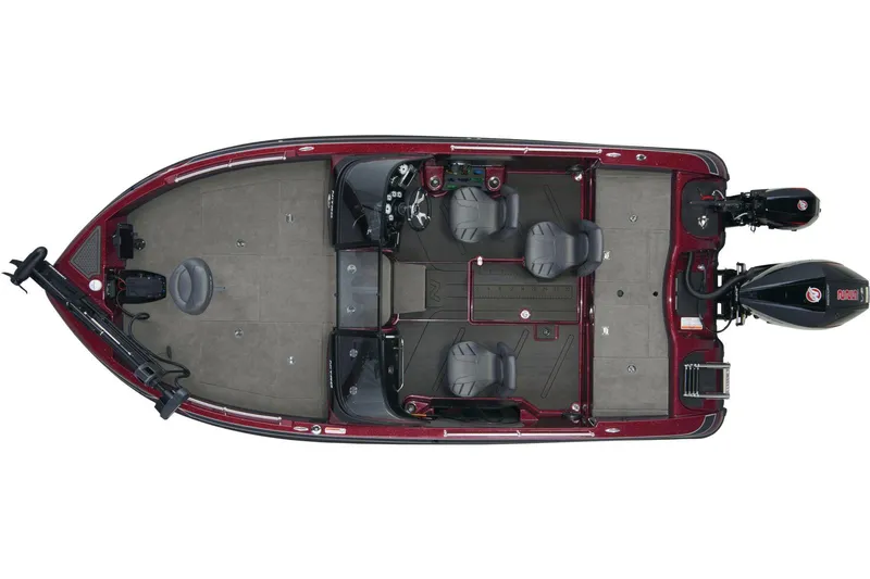 Slide: The Image of 2025 Nitro ZV19 Pro boat on trailer with Garmin equipment in showroom. - 2