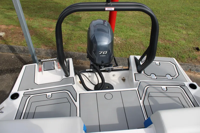 Slide: The Image of 2025 Starcraft SV 16 OB boat with Yamaha 70 engine, featuring sleek deck design. - 7