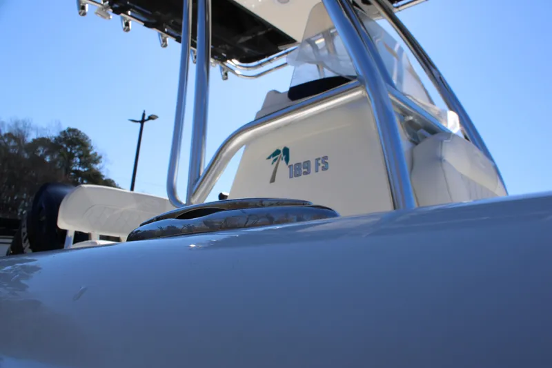 Slide: The Image of 2025 Key West 189 FS boat, close-up view of sleek design and structure. - 5