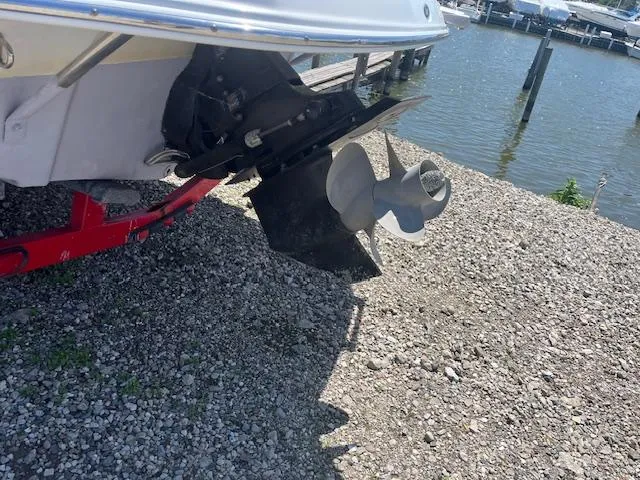 Slide: The Image of Rear view of a 2007 Crownline 240 EX boat with visible propeller. - 3