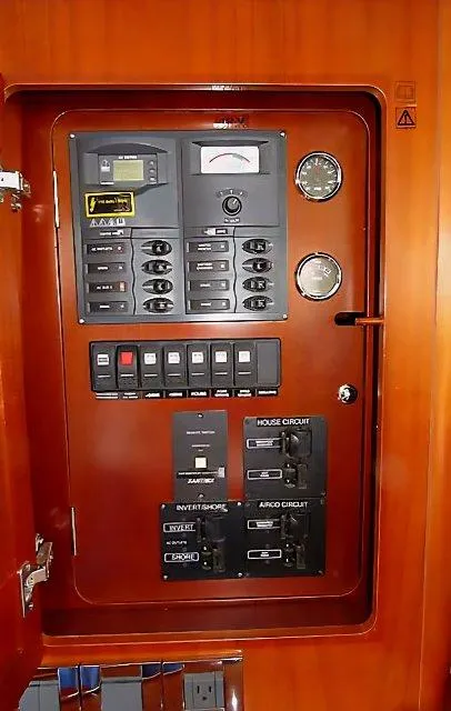 Slide: The Image of Electrical control panel on a 2006 Beneteau Swift Trawler 42 yacht. - 35