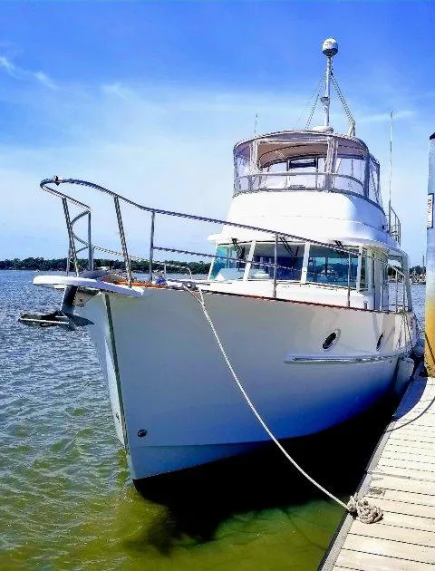 Slide: The Image of 2006 Beneteau Swift Trawler 42 docked on a sunny day. - 7