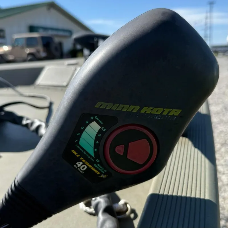 Slide: The Image of Minn Kota trolling motor on 2019 Tracker Grizzly Tracker 1648 MVX boat. - 7