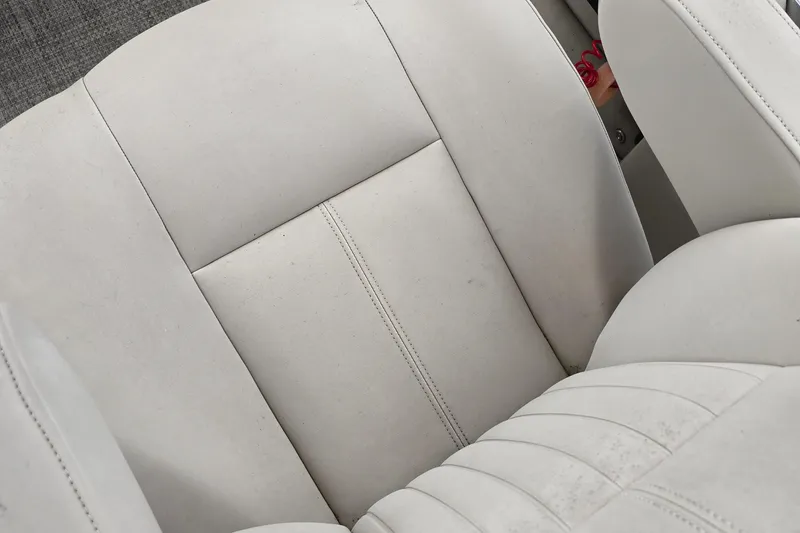 Slide: The Image of 2019 Qwest LS 818 RLS boat seat, white upholstery, close-up view. - 2