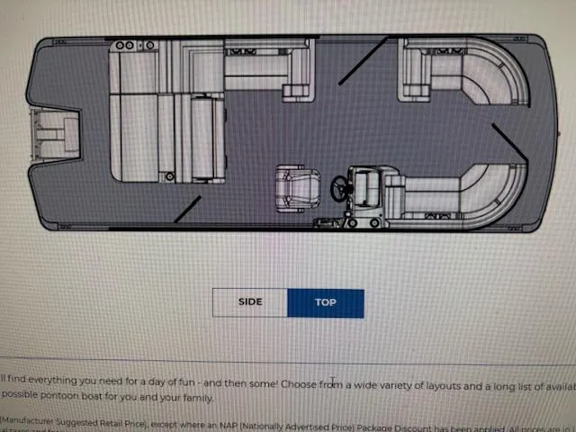 Slide: The Image of Top view layout of 2024 Harris Cruiser 210 pontoon boat interior design. - 18