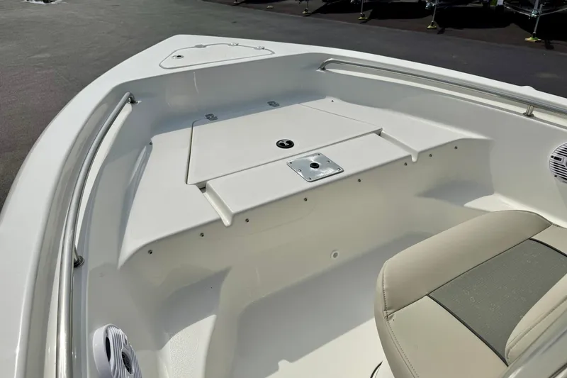 Slide: The Image of 2025 Key West 189 FS boat interior with seating and storage compartments. - 13