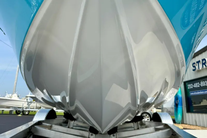 Slide: The Image of 2025 Key West 189 FS boat hull on trailer, close-up view. - 8