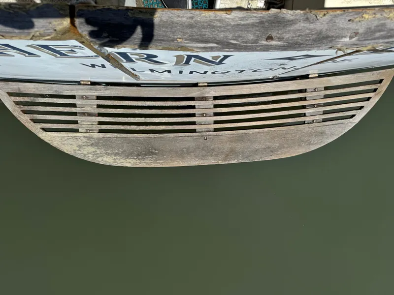 Slide: The Image of Stern view of 1980 Cooper Marine Mapleleaf 48 boat with wooden swim platform. - 8