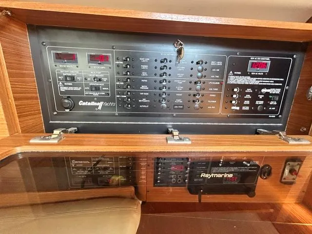 Slide: The Image of Control panel of a 2015 Catalina 315 sailboat with Raymarine electronics. - 12