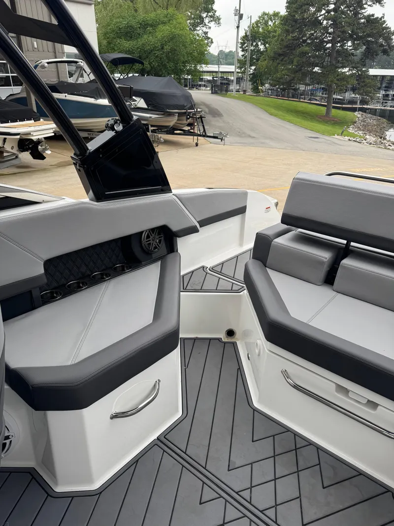 Slide: The Image of 2023 Cobalt R4 boat interior with sleek seating and modern design. - 9