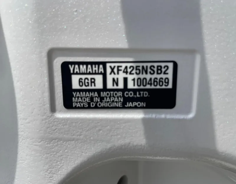 Slide: The Image of Yamaha motor label on Regulator 26XO, 2021 model, made in Japan. - 45