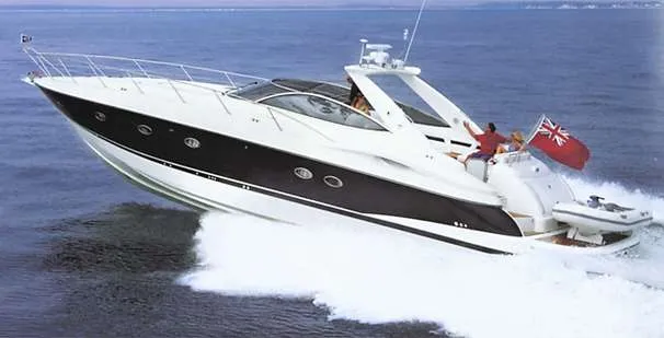 Slide: The Image of Luxurious bathroom in 2000 Sunseeker Predator 56 yacht with shower and vanity. - 10