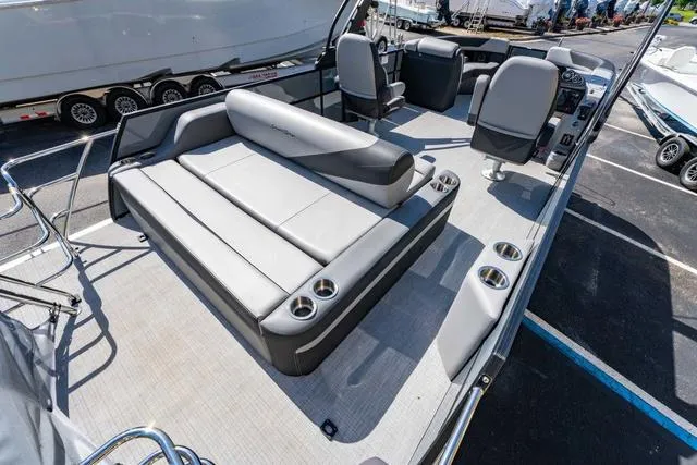 Slide: The Image of 2024 South Bay S224 UL 3.0 pontoon boat with spacious seating and modern design. - 20