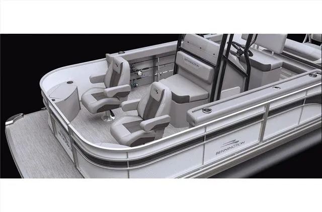 Slide: The Image of 2022 Bennington 22 SXFAPG Dual Stern Gates Fishing boat interior with seating. - 17