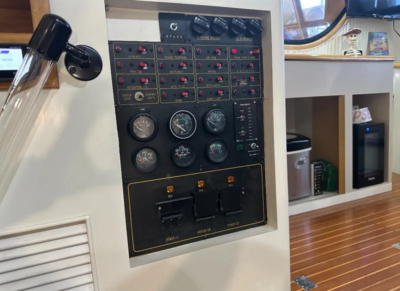 Slide: The Image of Garmin navigation system on 1994 President 445 Sundeck yacht dashboard. - 31