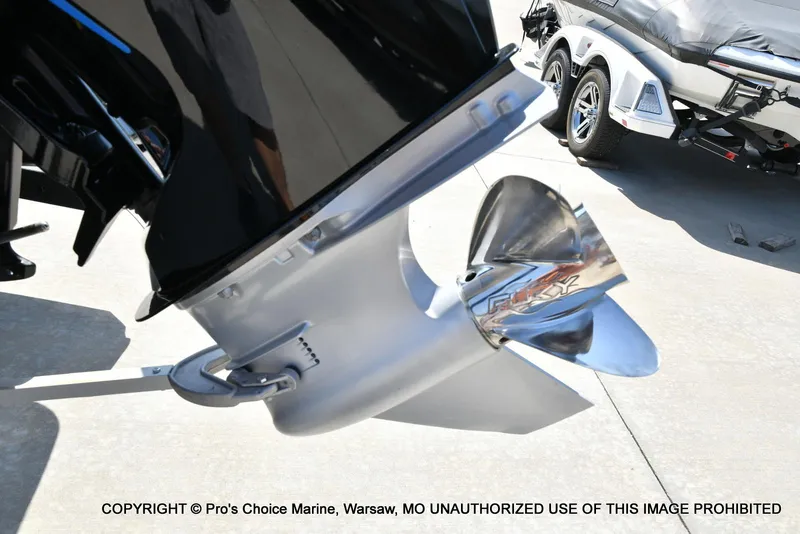 Slide: The Image of 2023 Nitro Z21 XL Pro boat propeller on a trailer in sunlight. - 25