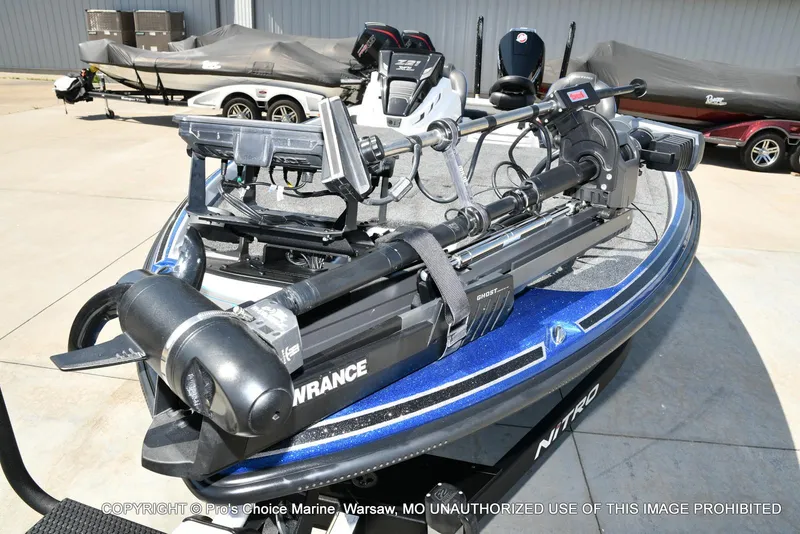 Slide: The Image of 2023 Nitro Z21 XL Pro boat with advanced fishing equipment and Lowrance Ghost trolling motor. - 31