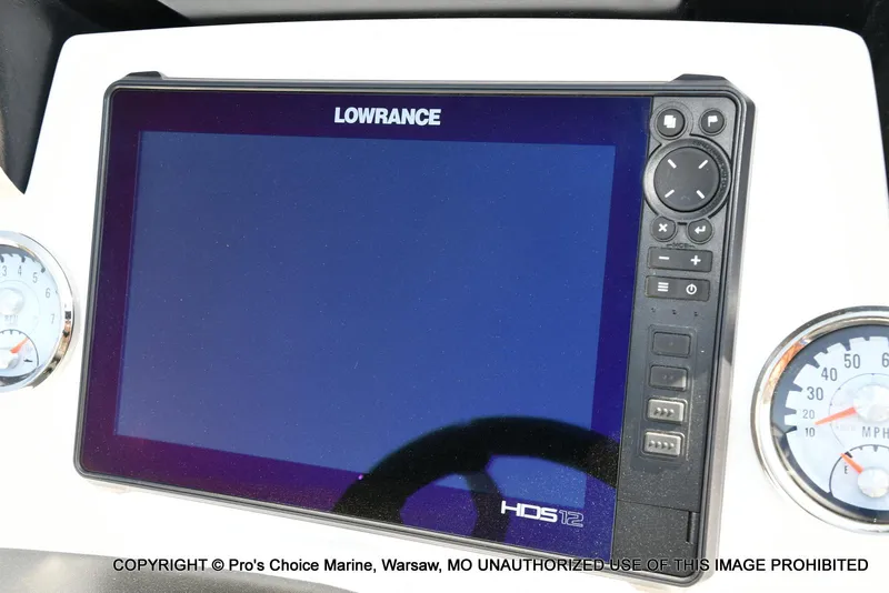 Slide: The Image of Lowrance HDS12 display on 2023 Nitro Z21 XL Pro boat dashboard. - 41