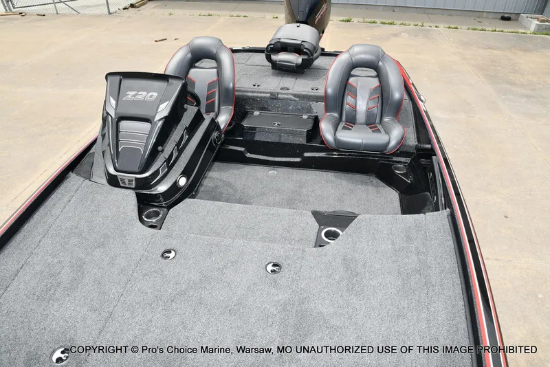 Slide: The Image of 2020 Nitro Z20 Pro boat interior with dual seats and carpeted deck. - 10