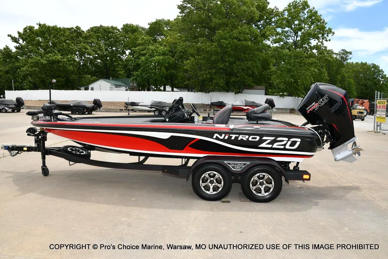 Slide: The Image of 2020 Nitro Z20 Pro boat with 250 Pro-XS 4 Stroke engine on trailer. - 29