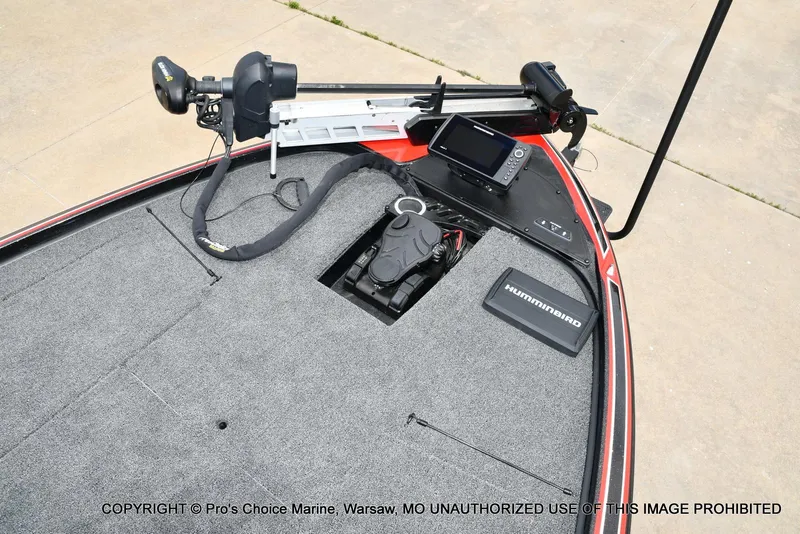 Slide: The Image of 2020 Nitro Z20 Pro boat deck with Humminbird electronics and trolling motor. - 7
