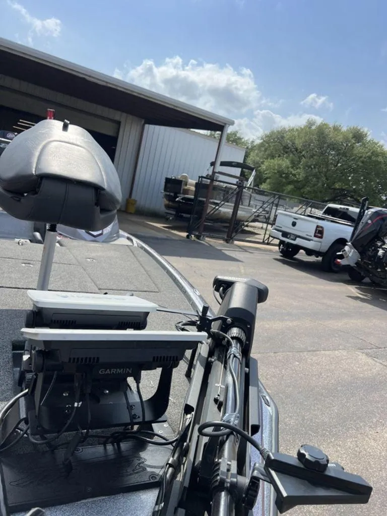 Slide: The Image of 2022 Blazer 650 Pro Tour boat with Garmin equipment, parked outdoors. - 37