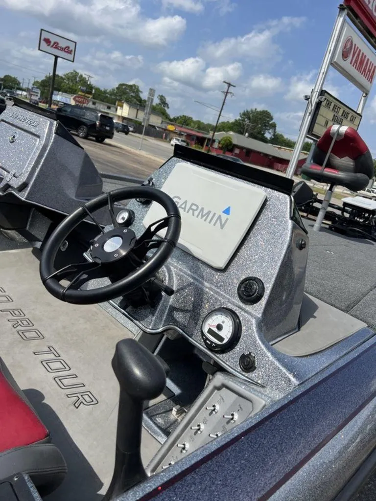 Slide: The Image of 2022 Blazer 650 Pro Tour boat dashboard with Garmin navigation system. - 49