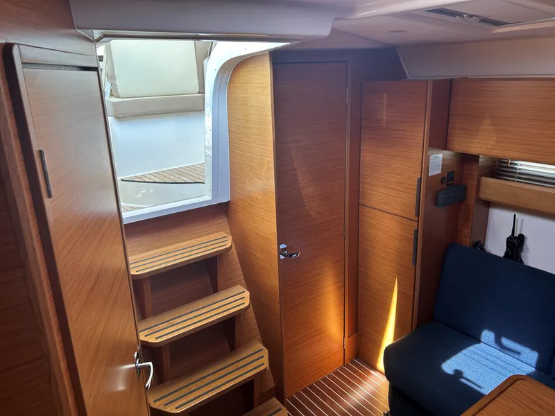 Slide: The Image of Interior of 2017 Bavaria S36 Coupe with wooden stairs and seating area. - 22