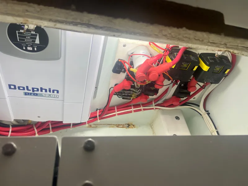 Slide: The Image of Electrical system of a 2016 Venture 39 Forward Seating boat with Dolphin Pro charger. - 15