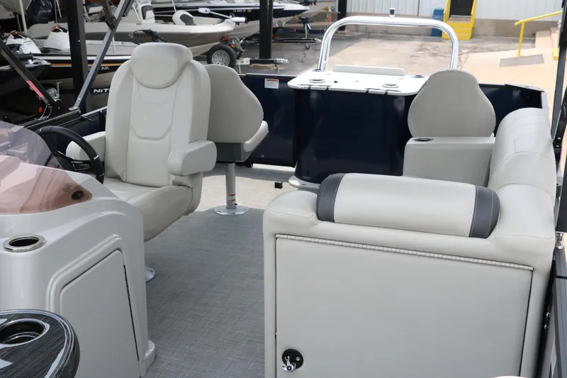 Slide: The Image of 2023 Sylvan Mirage Fish 820 Party Fish interior with plush seating and modern design. - 15