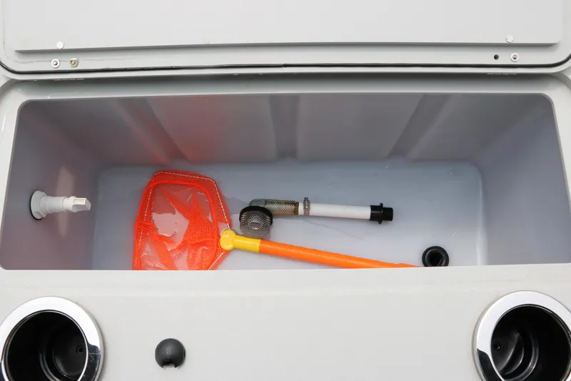 Slide: The Image of Livewell with fishing net and accessories in 2023 Sylvan Mirage Fish 820 Party Fish boat. - 23