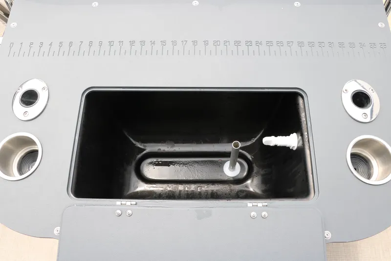 Slide: The Image of Steering console of 2023 Avalon Venture 2385 RF with modern controls and navigation system. - 25