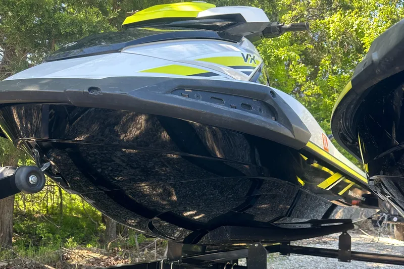 Slide: The Image of 2021 Yamaha WaveRunner VX on trailer, featuring sleek design and vibrant accents. - 4