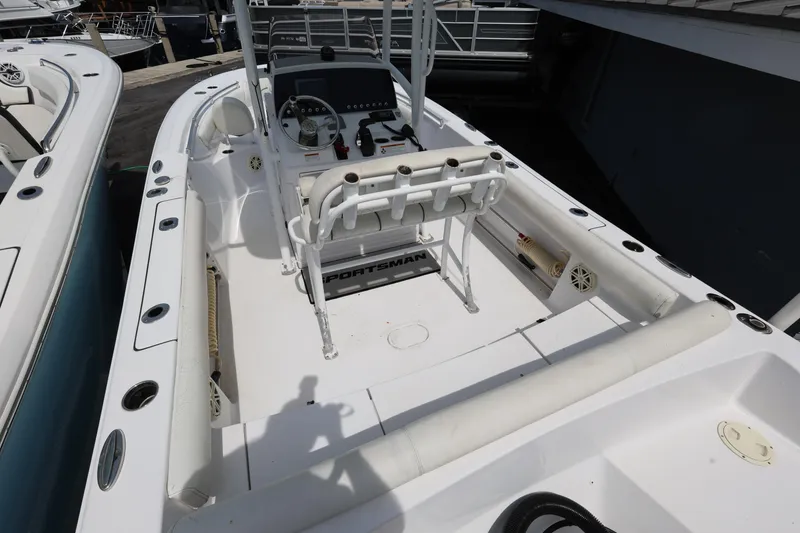 Slide: The Image of 2020 Sportsman Heritage 211 Center Console boat with spacious deck and modern controls. - 25