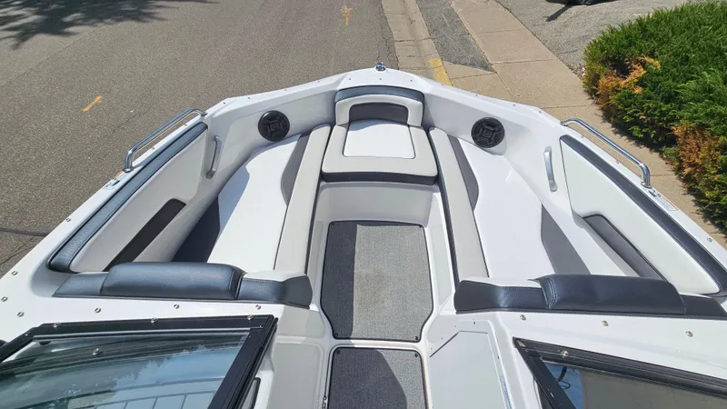 Slide: The Image of 2019 Yamaha Boats AR195 interior with sleek seating and modern design. - 15