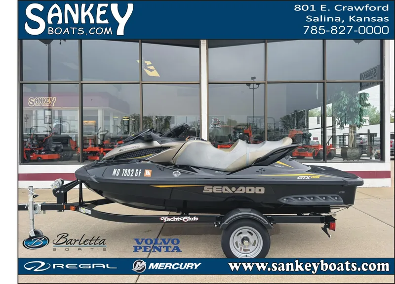 Slide: The Image of 2017 Sea-Doo GTX155 jet ski on trailer at Sankey Boats, Salina, Kansas. - 1