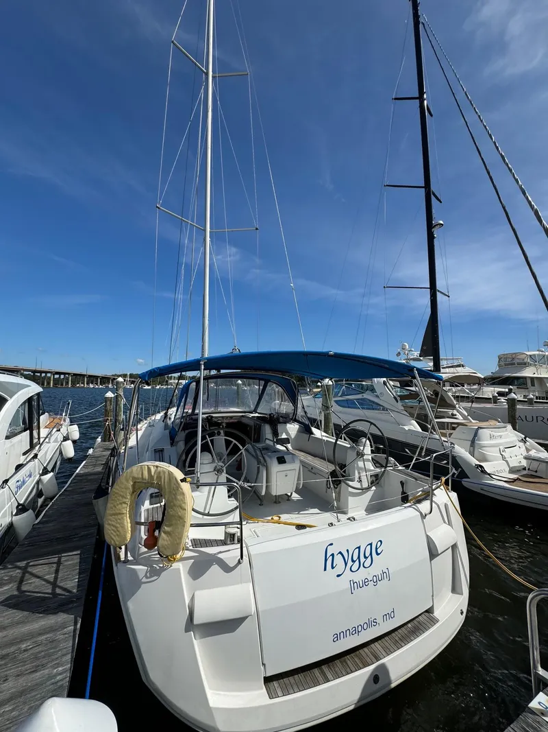 Slide: The Image of 2017 Jeanneau Sun Odyssey 479 sailboat docked in Annapolis marina. - 11