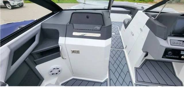 Slide: The Image of 2024 Cobalt R8 boat interior with modern design and sleek dashboard. - 9