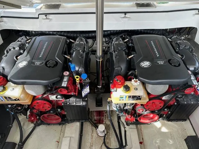 Slide: The Image of Twin Volvo Penta engines in a 2019 Cobalt R30 boat, showcasing powerful marine engineering. - 10
