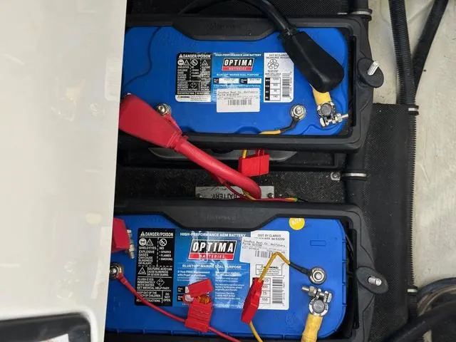 Slide: The Image of Two Optima marine batteries in a 2019 Cobalt R30 boat. - 12