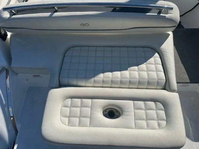 Slide: The Image of 2017 Cobalt R5 boat seating with quilted upholstery and integrated cup holder. - 4