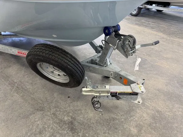 Slide: The Image of Trailer hitch and wheel of 2025 Boston Whaler 160 Super Sport boat. - 18