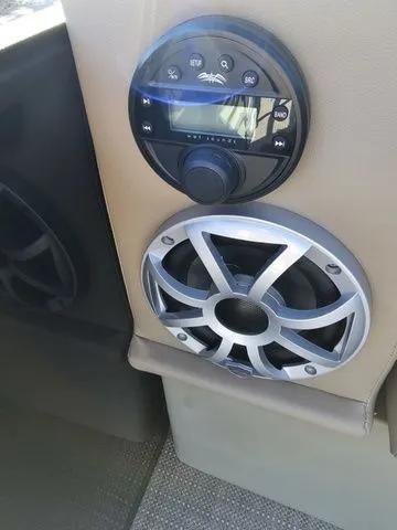 Slide: The Image of 2025 Sylvan MIRAGE X3 DLZ BAR audio system with speaker and control panel. - 16