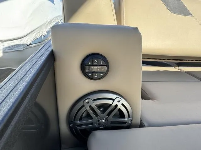 Slide: The Image of 2023 Sylvan L-3 DLZ BAR boat interior with speaker and control panel. - 8