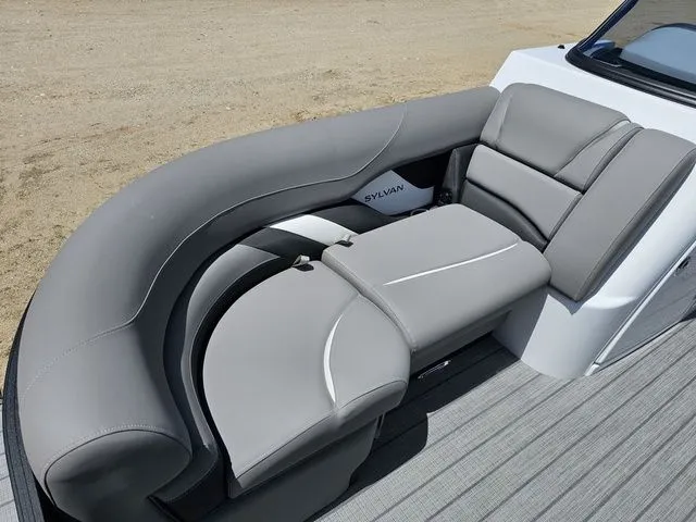 Slide: The Image of 2023 Sylvan S3 LZ boat with luxurious gray seating and modern design. - 18
