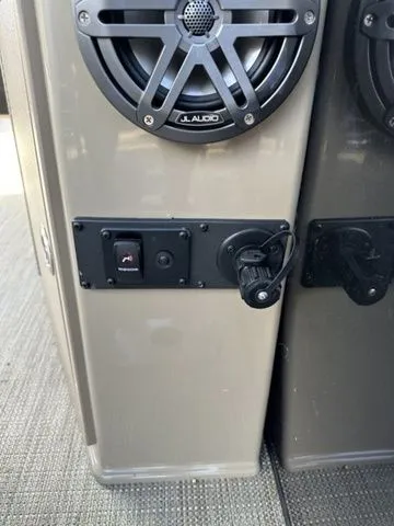 Slide: The Image of 2023 Sylvan L-5 DLZ Bar speaker system with JL Audio components and control panel. - 10